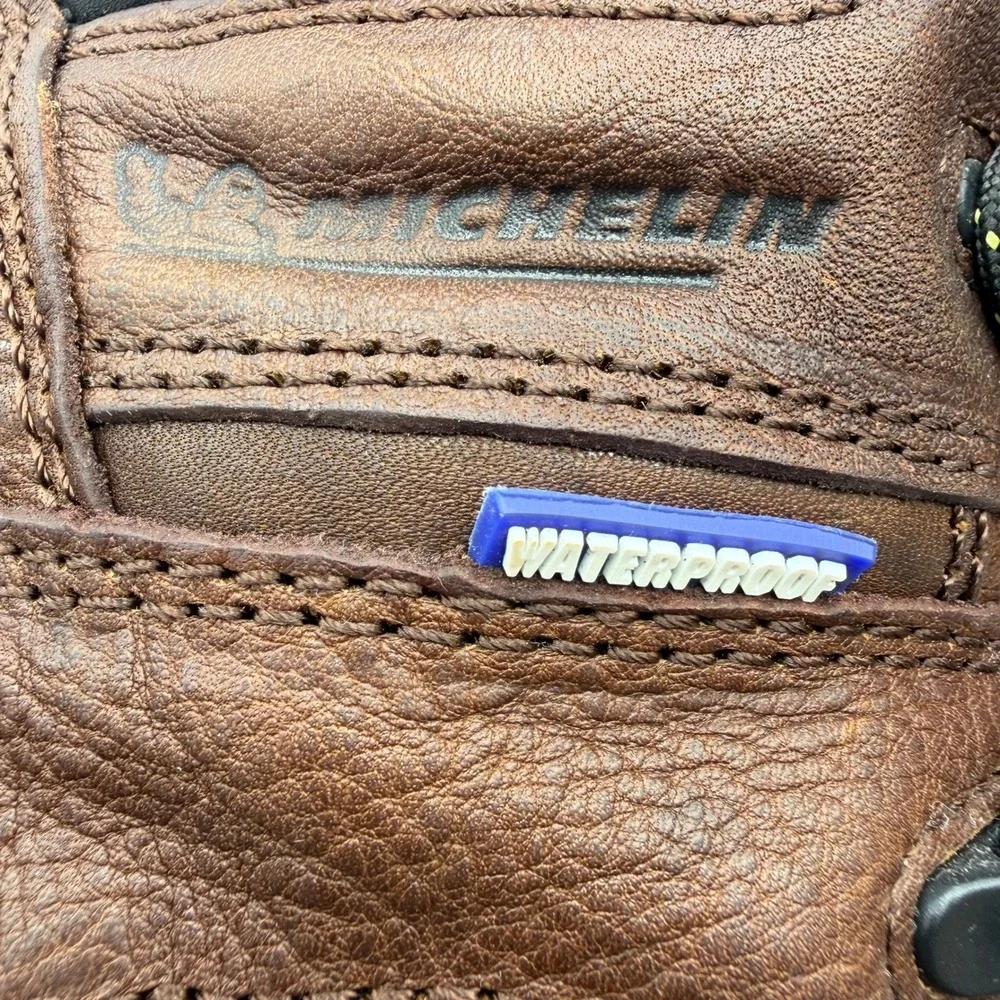 Michelin Mens‎ 12W HydroEdge Steel Toe Work Boots Brown Waterproof Oil Resistant